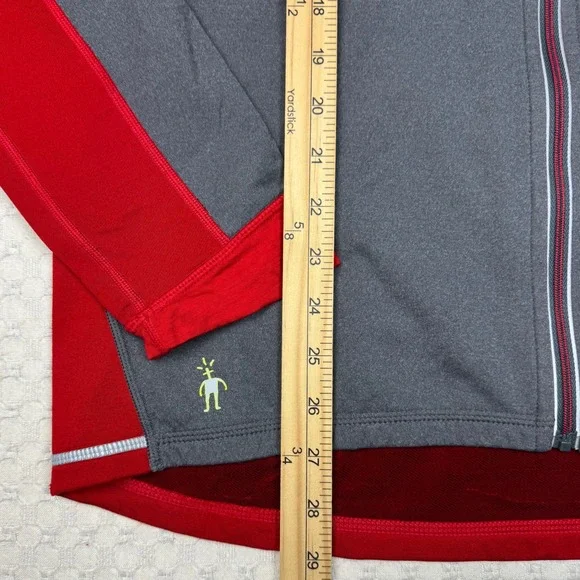 Smartwool PhD Merino Wool Blend Full Zip Jacket Mens Large Gray Red Performance - Picture 7 of 16